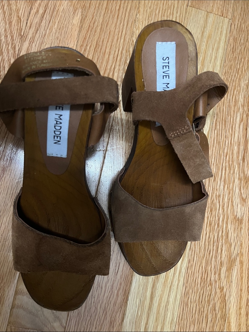 Steve Madden Brown Suede Block Heel Mules